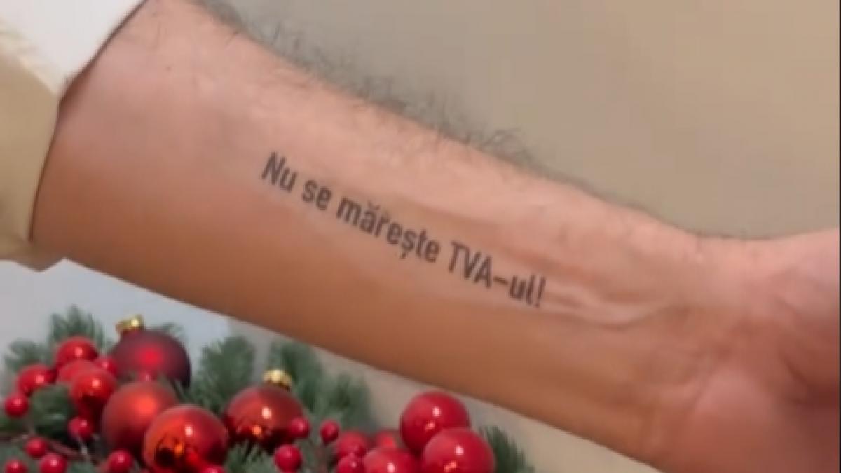 Ciolacu si a tatuat mesajul Nu se mareste TVA ul pe mana
